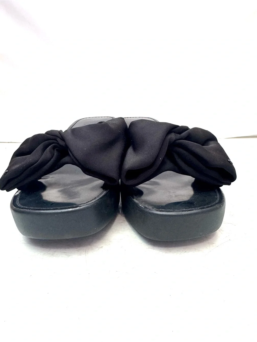 Kate Spade Black Bikini Wedge Bow Sandals Size 9.5